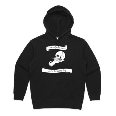 Skull in Hand Design Front (Women's Premium Hood) Thumbnail